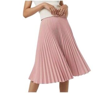 Alfani Midi Skirt Womens Size Large Accordion Pleated Chiffon Blush Pink Pull-On